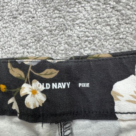 Old Navy Pixie Slim Fit Cropped Pants Womens 6 Gray Floral Mid Rise Casual 30x25 - Picture 5 of 12
